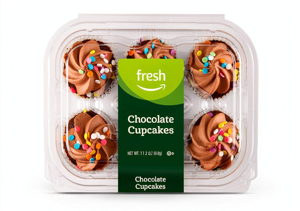 'Give and Go Chocolate Cupcakes with icing and sprinkles on a plate'