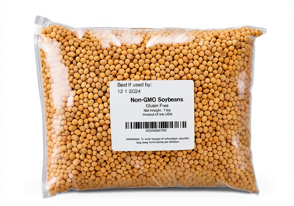 Bulk soy beans 7lb bag on kitchen counter, ready for use
